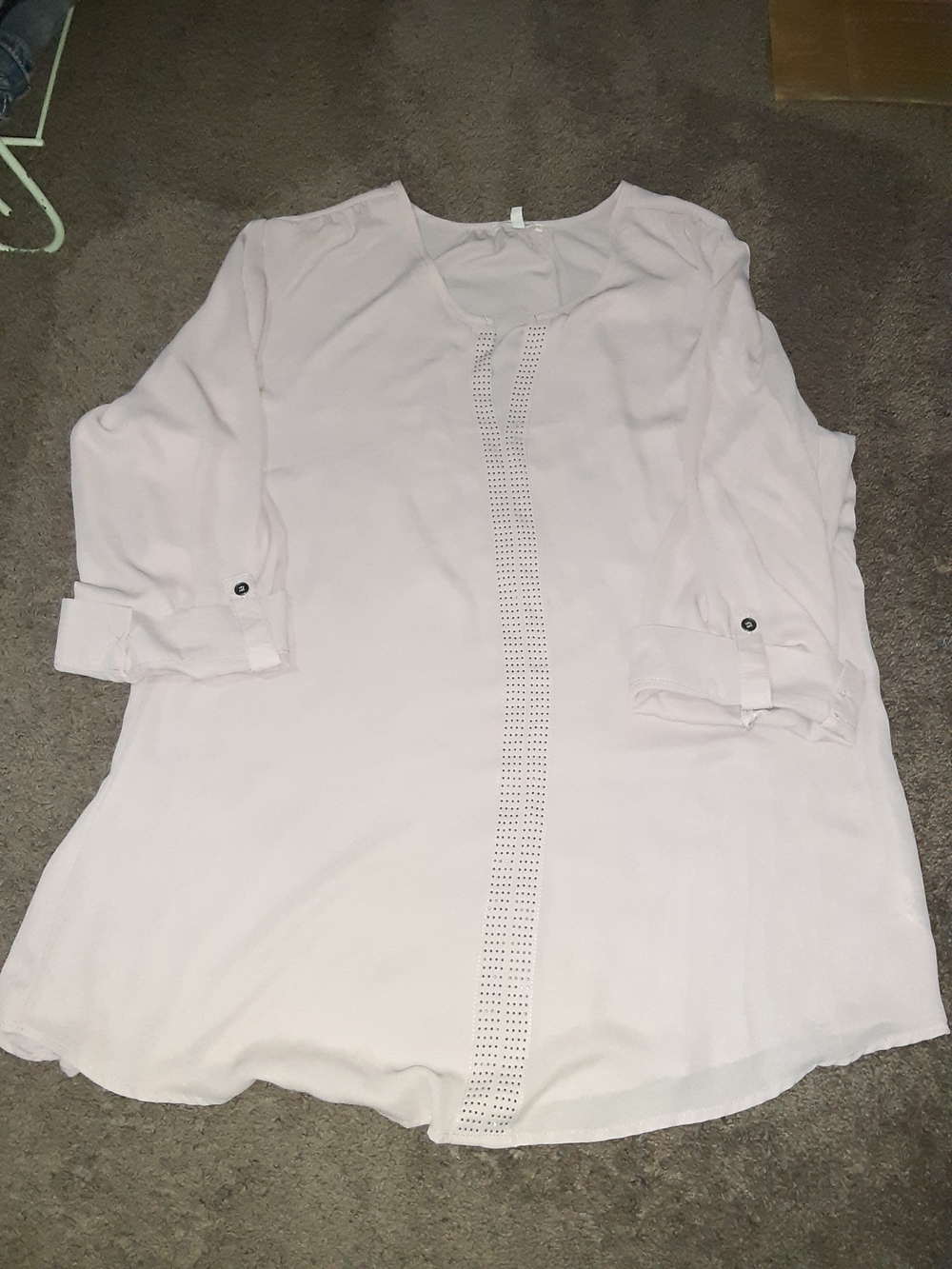 Maurices Light Pink Roll-Sleeve Tunic with Stud Trim